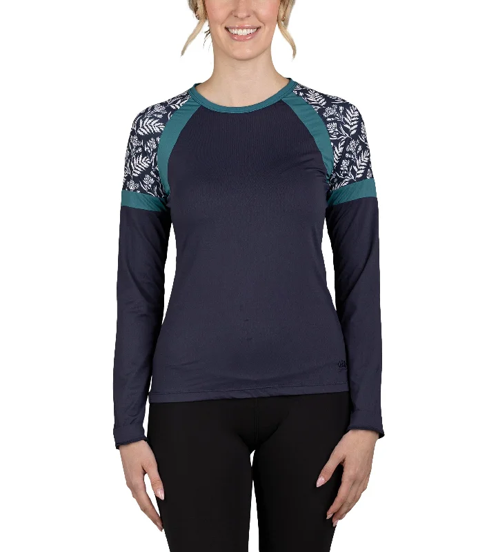 Long Sleeve Crew Neck Navy Botanical 1/4 Zip