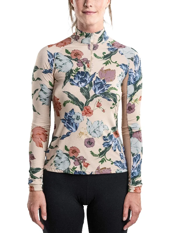 Long Sleeve Mocha Floral 1/4 Zip