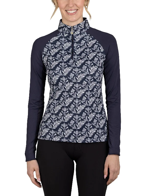 Long Sleeve Navy Botanical Raglan