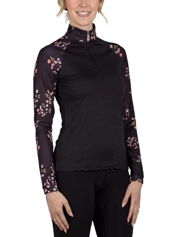 Long Sleeve Raglan Black Rose Bud