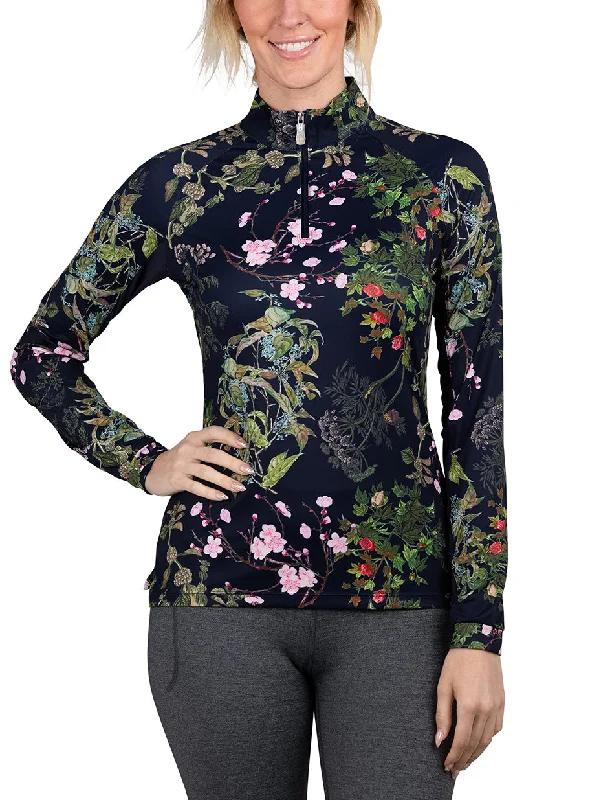 Navy Secret Garden Long Sleeve Sun Shirt