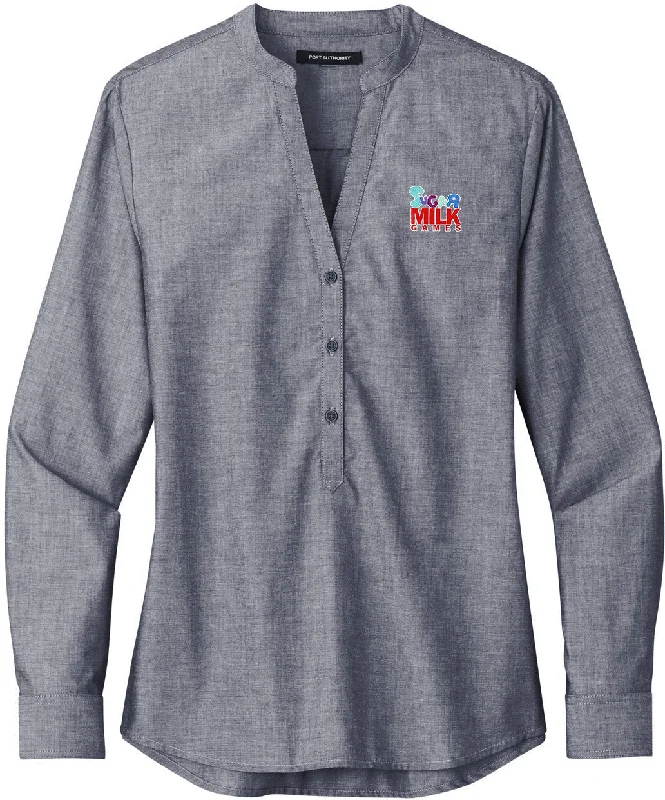 Port Authority Ladies Long Sleeve Chambray Easy Care Shirt