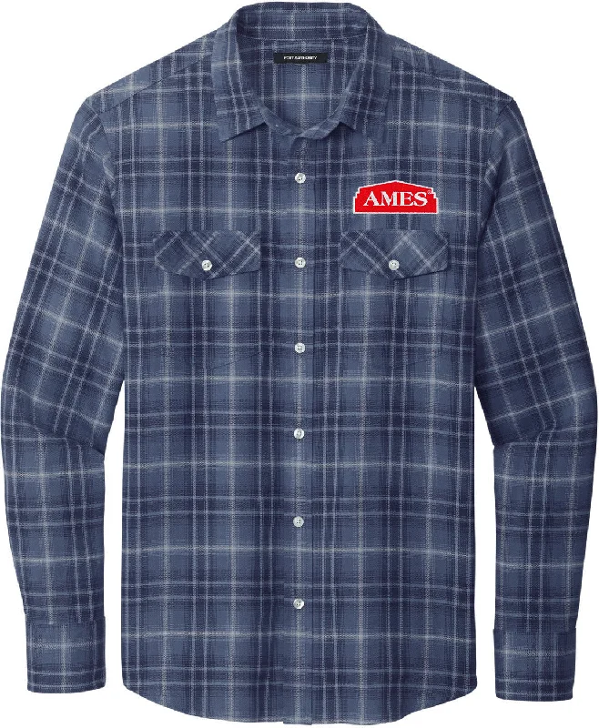 Port Authority Long Sleeve Ombre Plaid Shirt