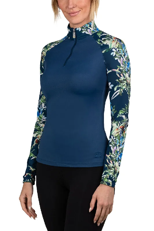 Sailor Blue Botanical Raglan Long Sleeve Sun Shirt