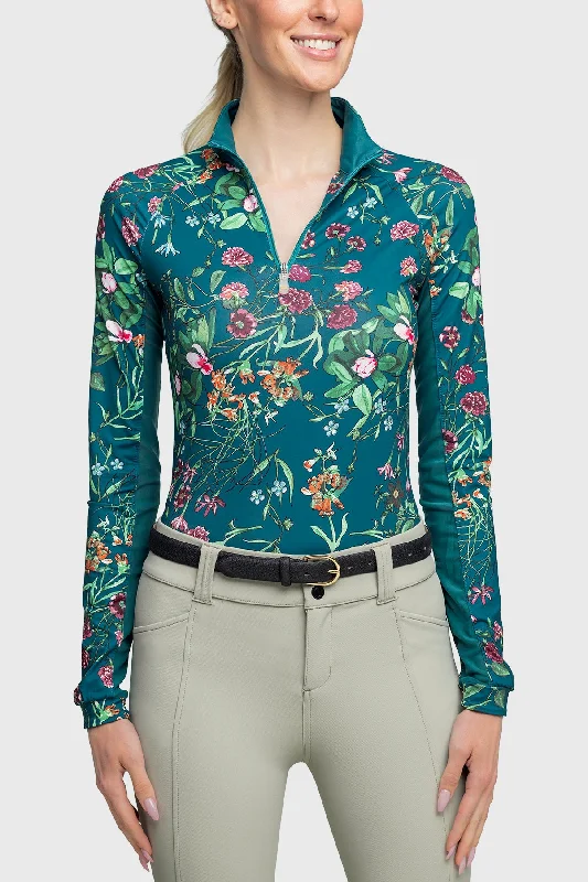 Teal Botanical Long Sleeve Sun Shirt