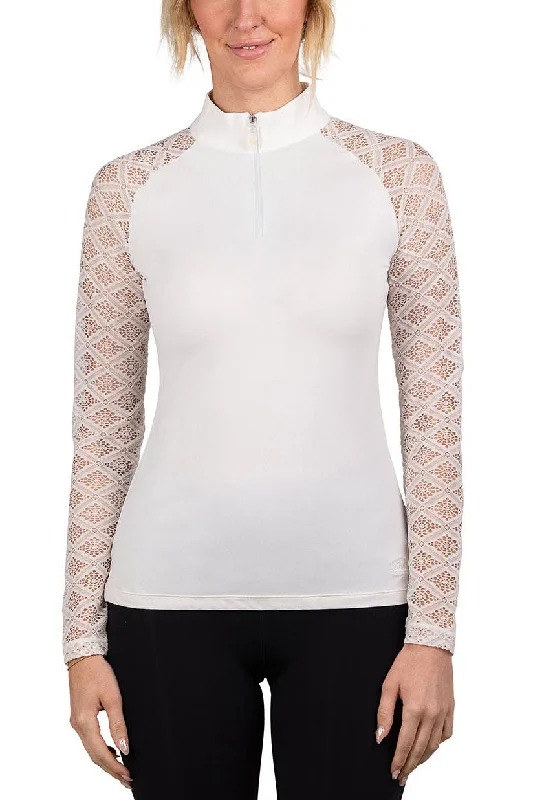 White Diamond Lace Long Sleeve Sun Shirt